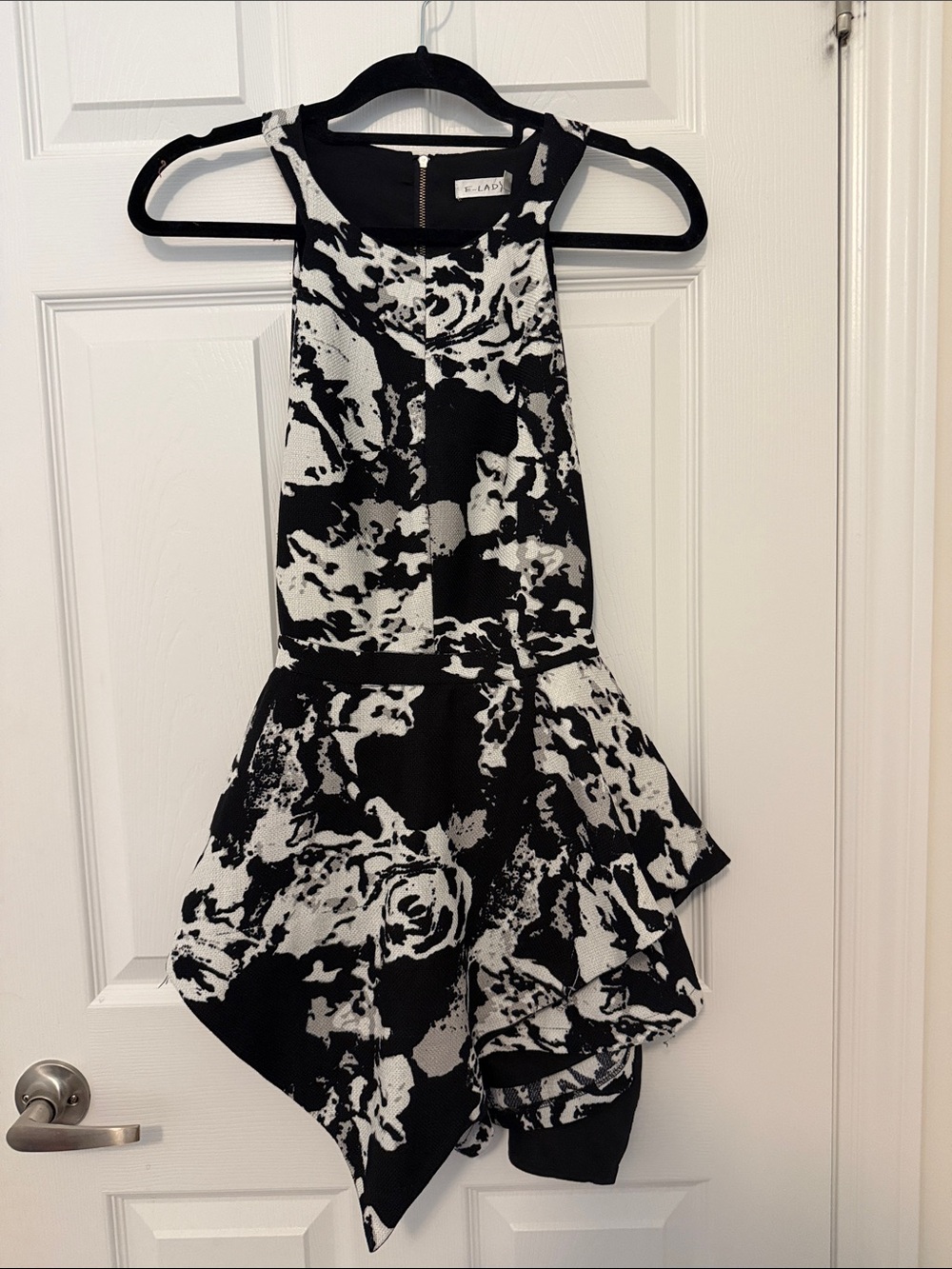 Black & White Floral High-Low romper from Honey